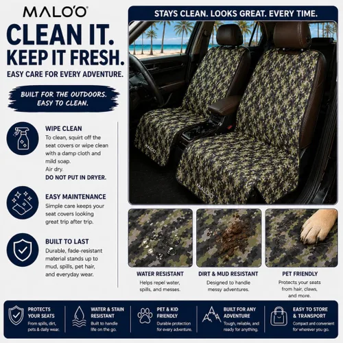 Vista 8 de Malo'o Funda impermeable para asiento de automóvil, protector universal de asiento de neopreno para automóviles, camiones y SUV, protege contra