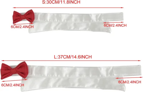 Vista 3 de Corbata de cuello ajustable formal para mascotas para perros y gatos, disfraces de aseo de boda (S, rojo)
