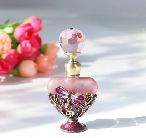 Vista 4 de YU FENG 5ML rosa libélula y 20ML antiguo pavo real de lujo botella de perfume de cristal de cristal