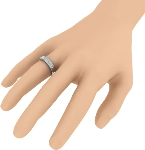 Vista 4 de Anillo de boda de 14 quilates con forma redonda de diamantes en oro de 10 quilates