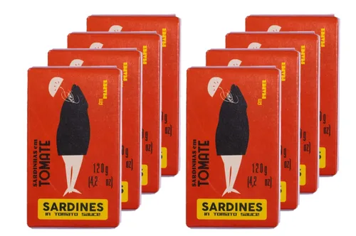 Vista 4 de Sardinas portuguesas enlatadas en salsa de tomate capturado silvestre, vitaminas B, omega-3 pescado enlatado por Ati Manel Paquete de 3 latas