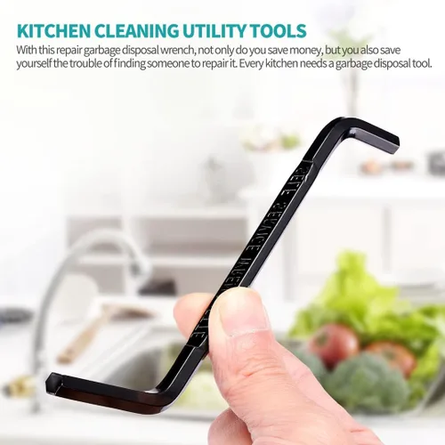 Vista 6 de Llave de eliminación de basura, llave Jam-Buster de diseño alargado, herramienta Allen para eliminación de basura compatible con InSinkErator