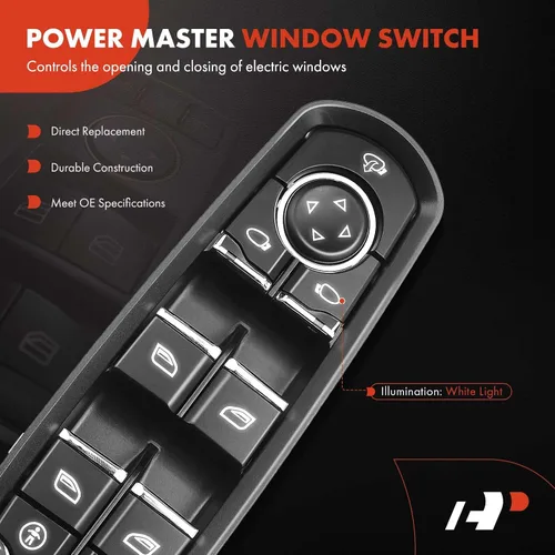 Vista 3 de A-Premium Master - Interruptor de elevalunas eléctrico compatible con Porsche Cayenne 2011-2014, Macan 2015, Panamera 2010-2015 Hatchback, lado
