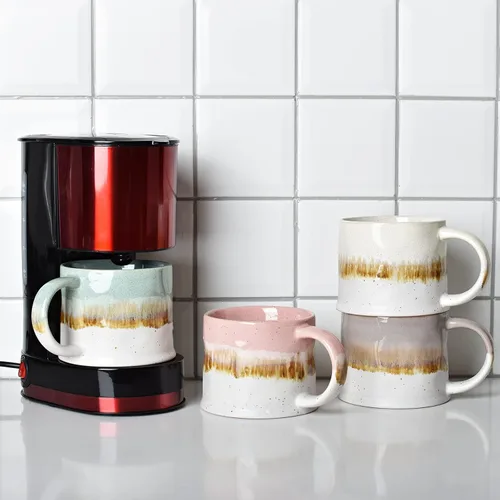 Vista 7 de Bosmarlin Juego de 2 tazas de café medianas de cerámica, 15 onzas, taza de té grande de cerámica para oficina y hogar, apta para lavavajillas y Beige