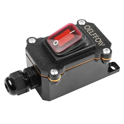 Vista 8 de Interruptor de palanca de encendido y apagado impermeable con botón basculante de luz verde, interruptor de cable en línea DPST AC/DC 20A-125V