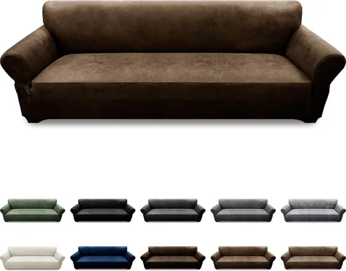 Vista 128 de Fundas para Sillón de 2 Piezas con Cojín en T, Fundas de Aspecto de Cuero para Sofá, Fundas para Sillas, Protector de Muebles Elástico, Funda