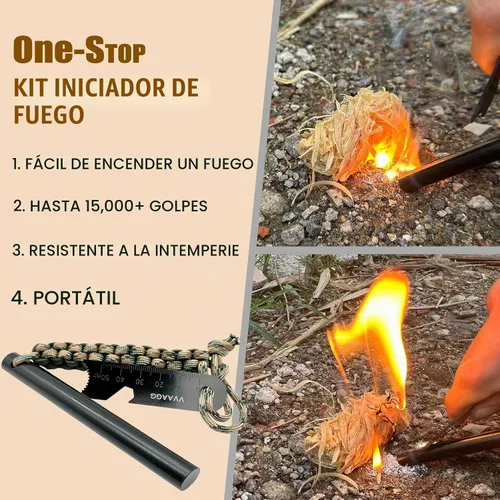 Vista 4 de VVAAGG 4 Inch Large Ferro Rod Fire Starter Survival Flint Kit