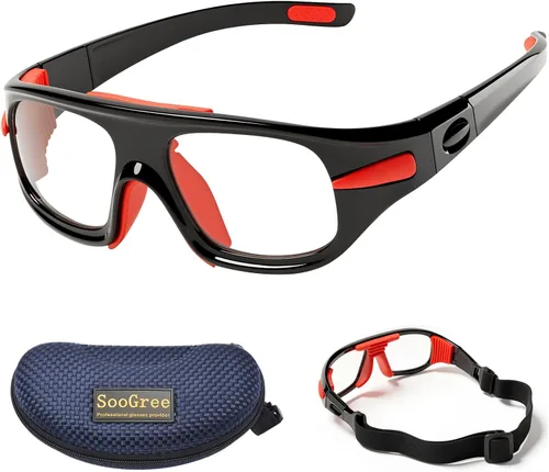 Vista 11 de SooGree Gafas Deportivas de Squash y Racquetball, Gafas de Baloncesto, Correa Ajustable, Resistente al Impacto 8035 negro