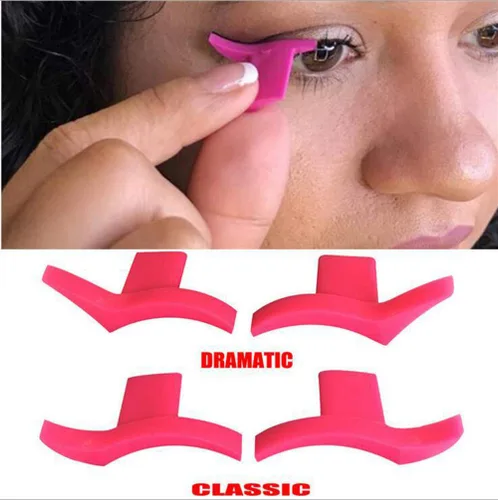 Vista 2 de 4 pares de (estilo clásico y estilo dramático) de ala de silicio delineador de ojos sello de sombra de ojos modelos de plantilla de sombra de ojos