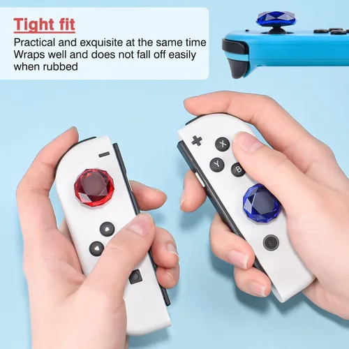 Vista 6 de DLseego Diamond 3D Thumb Grips Caps Compatible with Switch Switch Lite Switch OLED Joy Con Crystal Clear Console Joystick Cover 4PCS- Blue and