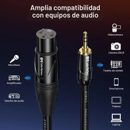 Vista 4 de Cable Matters Cable desequilibrado de 0.1 in a XLR, macho a hembra, 3 pies