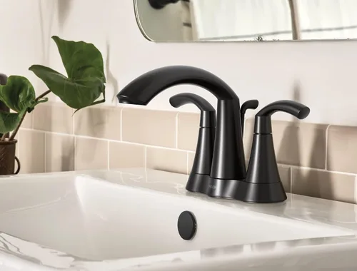 Vista 3 de Moen 6172BL Glyde - Grifo de baño con dos manijas de arco alto, color negro mate