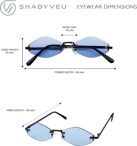 Vista 4 de ShadyVEU Lentes de sol delgados y estrechos con forma hexagonal de diamante sin montura de metal color caramelo lentes de tinte ajustados a la moda