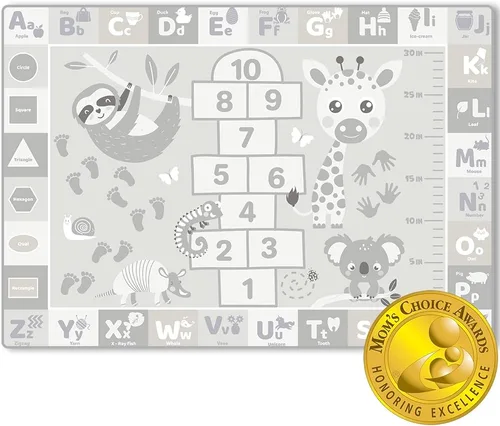 Vista 16 de QUOKKA Alfombra de juego para bebé para piso, alfombra ABC de superficie de felpa súper suave para niños pequeños y bebés, extra gruesa
