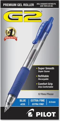 Vista 10 de Bolígrafos Pilot G2 Premium de Gel, Punta Extra Fina de 0.5 mm, Bolígrafos de Gel de Tinta Negra, Paquete de 12 - Ideal para Escuela, Diario