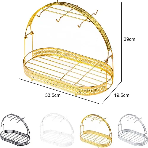 Vista 7 de Surakey Soporte para taza de café, soporte para tazas de café, organizador de platos, soporte de almacenamiento de hierro para mostrador, gabinete