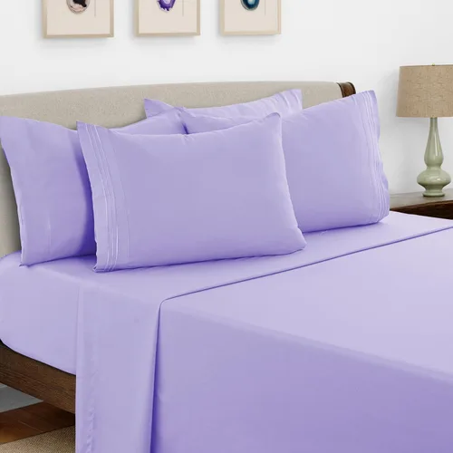 Vista 376 de LUX Décor - Juego de sábanas Twin de microfibra ultrasuave de 3 piezas con sábana encimera, sábana bajera de 16 pulgadas de profundidad y funda