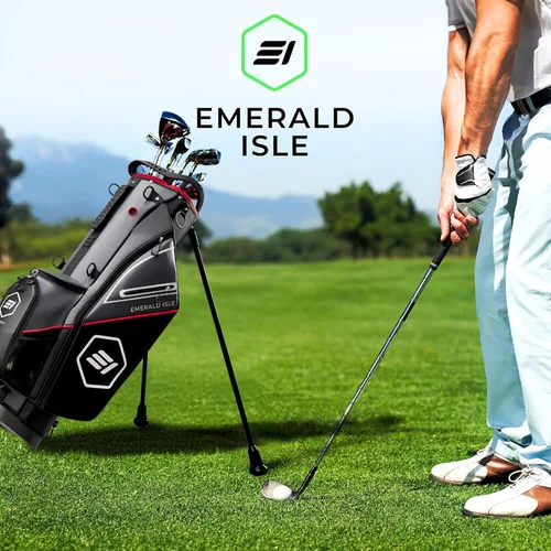 Vista 8 de Emerald Isle Bolsa de Golf de Pie con Divisor de Longitud Completa de 14 Vías, Bolsa de Transporte Resistente con Capucha para Lluvia, Múltiples