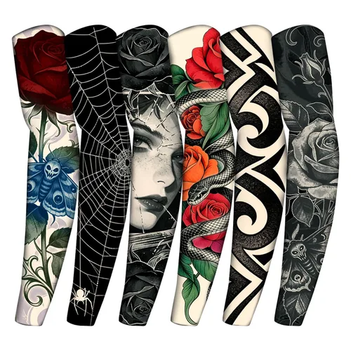 Vista 19 de Yariew, 6 Mangas de Tatúes Temporales, Conjunto de 6 Mangas de Tatúes de Arte Temporal, Falso, Despegable, Color 1, 1 Manga de tatuaje para mujer