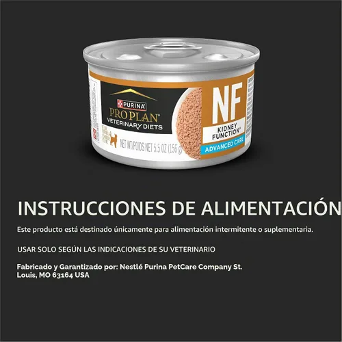 Vista 7 de Pro Plan Veterinary Diets Purina NF Kidney Function Advanced Care - Paté de comida húmeda para gatos adultos (paquete de 24) latas de 5.5 onzas