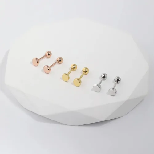 Vista 4 de Aretes con Cierre de Tornillo de Bola de Plata de Ley 925 Tachuelas con Cierre de Bola de Seguridad para Dormir Aretes de Tachuela para Hombres