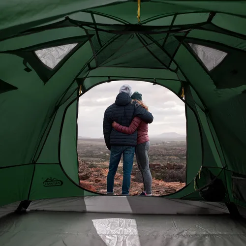 Vista 5 de Carpa de mochilero Camppal de 2-3 personas con puerta doble y 2 vestíbulos, impermeable, a prueba de viento, ligera, fácil de montar, para 3