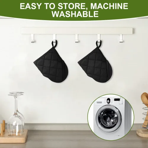 Vista 7 de AUAUY Mini manoplas para horno, 2 manoplas de horno pequeñas de 428.0 °F/428°F resistentes al calor con superficie antideslizante y guantes de lazo
