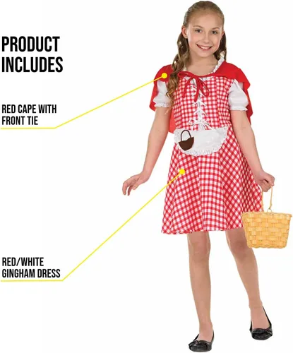 Vista 3 de Disfraz de Caperucita Roja para Niñas, Vestido de cuento de hadas y capa