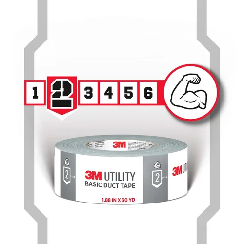 Vista 8 de 3M Cinta adhesiva básica, 1.88 pulgadas x 55 yardas, 1 rollo, Cintas adhesivas plateadas de desgarro manual para reparaciones temporales, uso