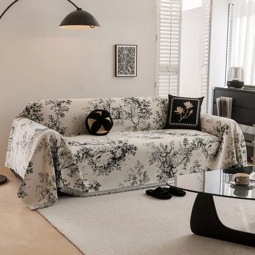 Vista 19 de DREAMINGO Funda para sillón reclinable con estampado floral verde y botánico de jacquard, 1 cojín, acogedora funda de felpilla para sala de estar