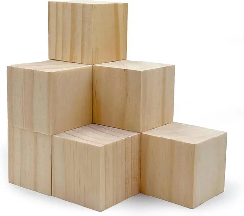 Vista 9 de Bloques de madera para manualidades, cubos de madera sin terminar, bloques cuadrados de madera de pino natural de 1 cm, cubos de madera para artes