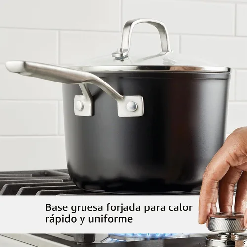 Vista 5 de KitchenAid Sartén antiadherente de cerámica anodizada dura con tapa, 3 cuartos de galón, color negro mate