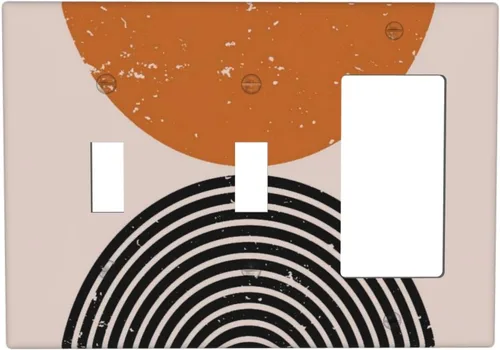 Vista 209 de Taupe Beige Marrón Gris Abstracto Arte 1-Banda Interruptor de Luz Doble de Recepción Placa de Pared Toma Cubiertas Eléctricas Decorativas Modernas