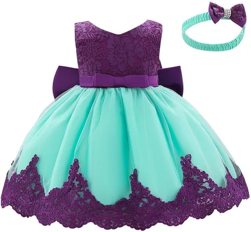 Vista 2 de Baby Girl Lace Tutu Dress Infant Toddler Wedding Flower Girl Dress First Birthday Formal Pageant Christening Dresses