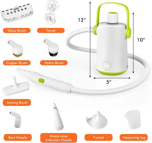 Vista 7 de LDAILY Limpiador a vapor de mano, vaporizador presurizado portátil de 1000 W, máquina de limpieza a vapor multiusos para cocina, ropa, piso