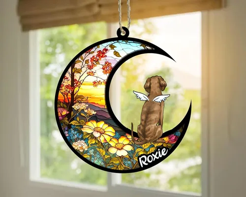 Vista 258 de LOVELYPOD Adorno de Navidad personalizado para perro Basset Hound (marrón) Basset Hound (marrón) adorno para atrapasoles de perro, razas de perros