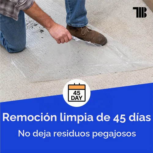 Vista 5 de TapeManBlue Rollo de película protectora de alfombra de 36 pulgadas x 200 pies, película protectora de plástico autoadhesiva para alfombras