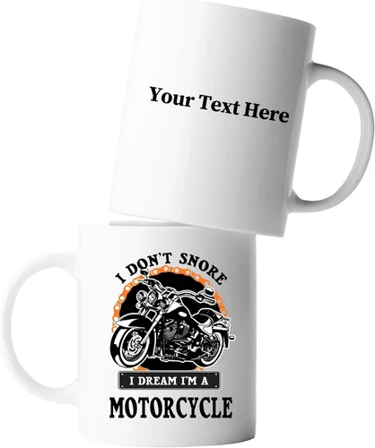 Vista 9 de Panvola Taza de café de cerámica con texto en inglés "I Don't Snore I Dream I'm A Motorcycle Gifts For Biker Rider Motor Bike Lover For Dad Uncle