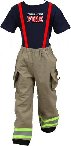 Vista 2 de Fully Involved Stitching Firefighter Original - Traje de 2 piezas personalizado para niños pequeños