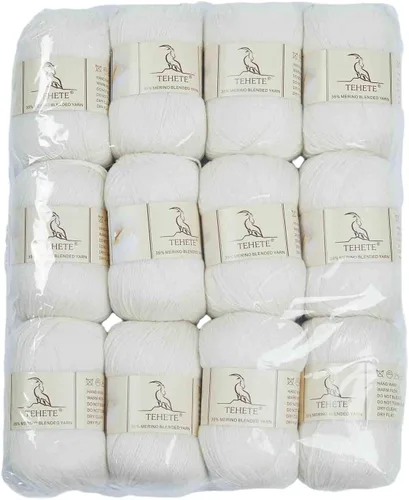Vista 10 de Ovillo de lana de merino para tejer (3 capas) suave y ligero de 150g para ganchillo (Beige)