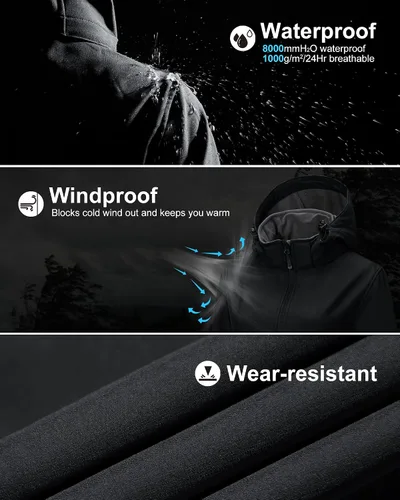 Vista 5 de 33,000ft Chaqueta impermeable Softshell larga para mujer con capucha forro polar cortavientos cortavientos