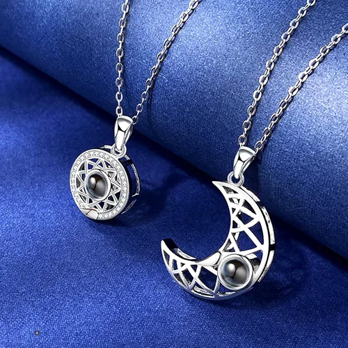 Vista 4 de MJartoria Collar de pentagrama de luna, collar de chakra de cristal, colgante, con dije, cadena de aleación multicapa, conjunto de gargantilla