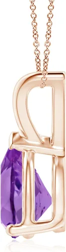 Vista 2 de Angara Natural Amethyst Solitaire Pendant Necklace for Women, Girls in 925 Silver14K Solid GoldPlatinum 950 February Birthstone Jewelry Gift for