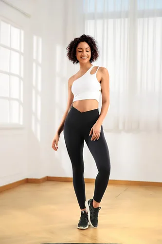 Vista 3 de RIOJOY Leggings cruzados para mujer cintura alta control de abdomen suaves para deportes gimnasio entrenamiento correr yoga