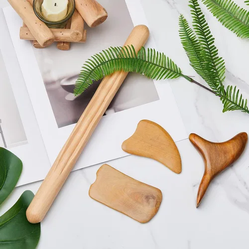 Vista 8 de Amylove Kit de maderoterapia 21 en 1, herramientas de masaje de terapia de madera, herramientas de terapia para esculpir el cuerpo, alivio del dolor