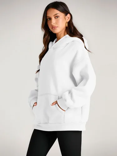 Vista 3 de EFAN - Sudadera con capucha para mujer - Sudadera de vellón sobredimensionada con mangas largas para otoño e invierno, ropa de moda inspirada