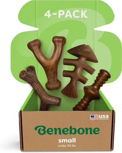 Vista 9 de Benebone - Paquete de 2 juguetes masticables duraderos para perros, diseño Maplestick/Zaggler, tocino real, madera de arce real, fabricados