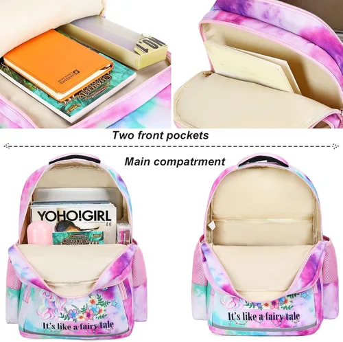 Vista 6 de BTOOP Mochila escolar para niñas y niños, con bolsa de almuerzo aislada y bolsa para lápices
