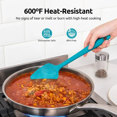 Vista 4 de U-Taste Juego de espátula de cuchara de silicona y espátula grande, raspador de goma flexible de alta resistencia al calor de 600 ºF, juego de 4
