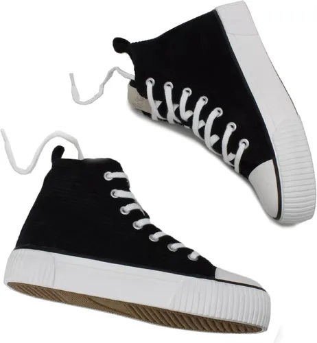 Vista 7 de PepStep Women's Fashion Platform High Top Sneakers, Cute Corduroy or Faux Lamb's Fur UpperMemory Foam Insole,Trendy Slim Shoe Lace